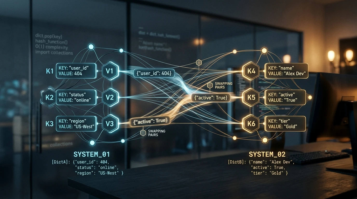 Complete Guide to Inverting Python Dictionaries: Performance, Collisions, and Clean Syntax 124 how to reverse key value pairs in dictionary python (AI Generated Image)